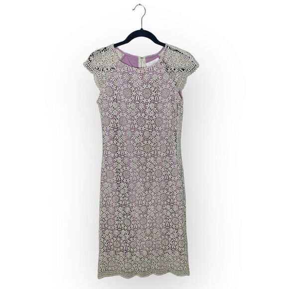 Mignon Doo BHLDN Shined Lace Cap Sleeve Midi Shift Dress 4 - Picture 3 of 9